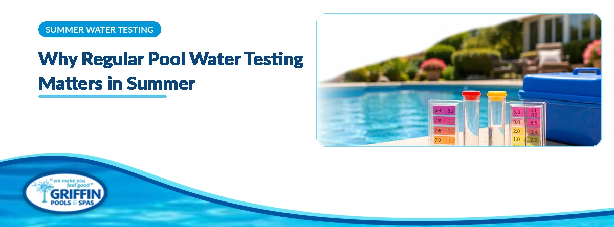 Clear swimming pool with active water circulation and a decorative waterfall