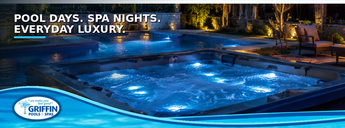 Enjoying pool days and relaxing spa evenings in a backyard in South Carolina