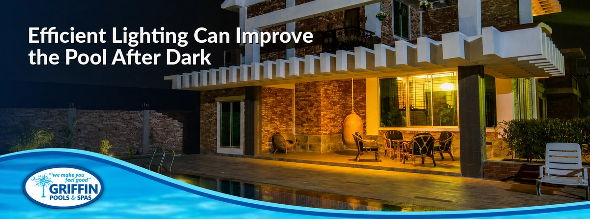 Residential swimming pool with efficient nighttime pool lighting